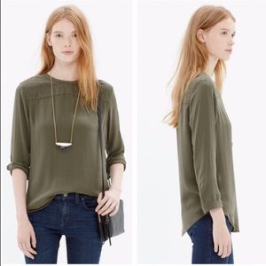 Madewell Longsleeve Military Green Blouse